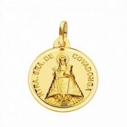 Virgen de Covadonga medalla oro 18k unisex 18 mm. detalle bisel liso