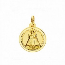 Virgen Covadonga medalla oro 18k unisex 16 mm. bisel liso