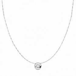 Colgante oro blanco 18k chatón 6.5mm. cadena 42cm. [AA1967]