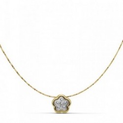 Gargantilla colgante oro 18k flor 8mm. circonitas 42cm. [AA7311]