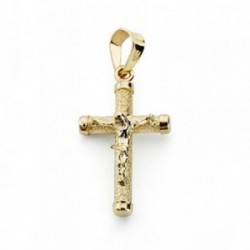 Cruz crucifijo oro 9k 19x11mm. palo rugoso fino chatones [AA7485]