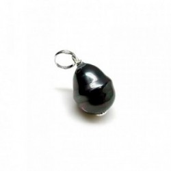 Colgante plata ley 925m perla shell negra imitación [AA8215]