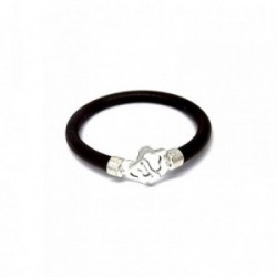 Pulsera plata ley 925m motivo estrella cuero [AA9897]