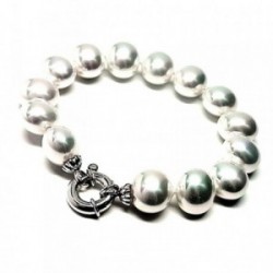 Pulsera plata ley 925m perlas shell tamaño mediano [AA9952]