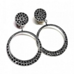 Pendientes plata ley 925m 35mm. marquesitas aros pequeño [AA8856]