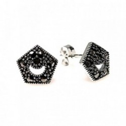 Pendientes plata ley 925m marquesitas 10mm. pentágono [AA8881]