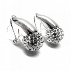 Pendientes plata ley 925m 12mm. bola piedra imitación [AA8923]