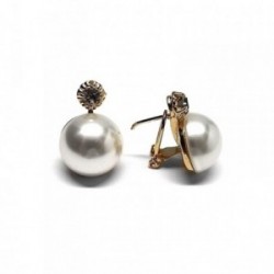Pendientes plata Ley 925m chapado oro perla japonesa 16mm. [AB1168]