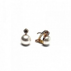 Pendientes plata Ley 925m chapado oro perla japonesa 10mm. [AB1187]