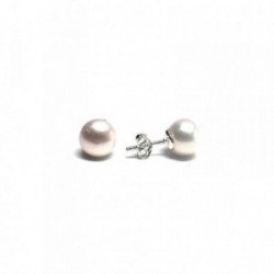 Pendientes plata Ley 925m casquilla perla botón 10mm. [AB1207]
