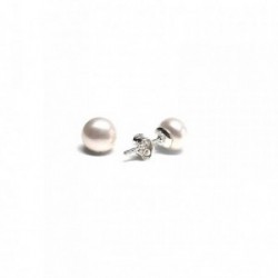 Pendientes plata Ley 925m perla botón 8mm. [AB1311]