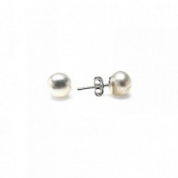 Pendientes plata Ley 925m casquilla perla botón 7mm. [AB1329]