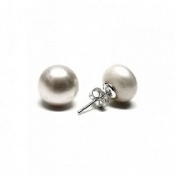 Pendientes plata Ley 925m casquilla perla botón 11mm. [AB1366]