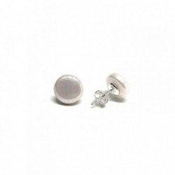 Pendientes plata Ley 925m perla shell plana 10mm. [AB1370]