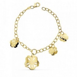 Pulsera oro 18k flores caladas 18cm. [AB2278]
