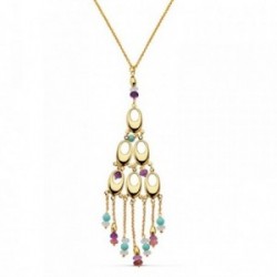 Colgante gargantilla oro 18k ovales multipiedras 42cm. [AB2280]