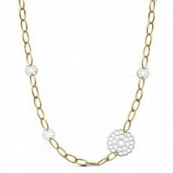 Gargantilla oro 18k bicolor motivos calados 42cm. [AB2338]