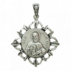 Medalla colgante plata Ley 925m San Judas Tadeo hojas 20mm. cerco tallado calado