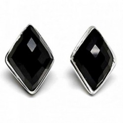 Pendientes plata ley 925m triangular piedra ónix [AB2524]