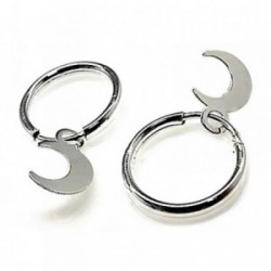 Pendientes plata ley 925m aro motivo luna [AB2673]