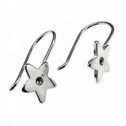 Pendientes plata ley 925m estrella 8mm. piedra blanca [AB2716]