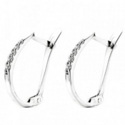 Pendientes oro blanco 18k multipiedra 17mm. [AB3019]