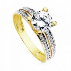 Solitario oro 18k bicolor circonita [AB3040]