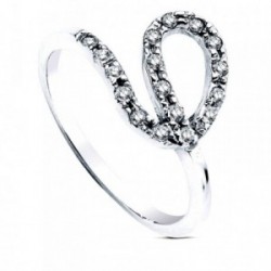 Sortija oro blanco 18k multipiedra aro ondas [AB3094]