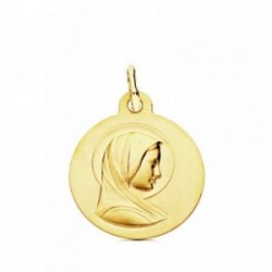 Medalla oro 9k lisa Virgen María Francesa 16mm. ligera [AB3241]
