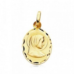 Medalla oro 9k óvalo Virgen María Francesa 17mm. [AB3244]