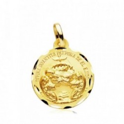 Medalla oro 18k divina infantita 18mm. filo tallado. [AB3356]