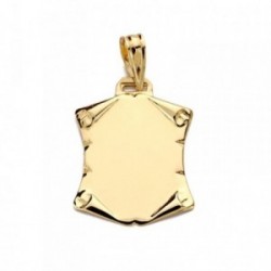 Colgante oro 18k pergamino 20mm. liso tallado esquinas detalle