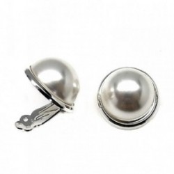 Pendientes plata Ley 925m perla media bocel 16mm. [AB3561]