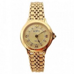 Reloj oro 18k Royce mujer redondo panter brillo liso mate indicador minutos esfera