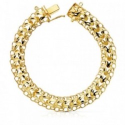 Pulsera oro 18k princesa 19cm. mujer calada ancho 10mm. cierre lengüeta