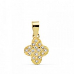 Colgante cruz oro 18k 11mm. circonitas bordes redondeados mujer
