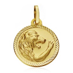 Medalla oro 18k horóscopo Leo 16mm. signo zodiaco cerco tallado