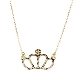 Colgante gargantilla oro 18k corona 12x8mm. cadena 45cm. [AB2365]