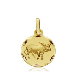 Medalla oro 18k horóscopo Tauro 13mm. signo zodiaco [AA7405]