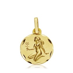 Medalla oro 18k horóscopo Virgo 13mm. signo zodiaco [AA7406GR]
