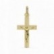 Colgante oro 18k cruz crucifijo 23mm. Cristo liso palo tallado plano unisex