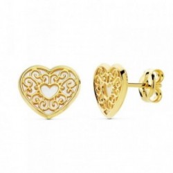 Pendientes oro 18k corazón 9mm. nácar motivos [AB8860]