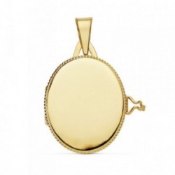 Colgante oro 18k portafotos 22mm. oval liso guardapelo borde [AB9372]