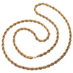Cordón cadena oro 18k salomónico 50cm. normal 4mm. [AA1593]