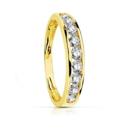 Alianza oro 18k carril circonitas 3.5mm [AA1877]