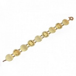 Pulsera oro 18k 20cm. monedas antiguas griegas láser [AC0030]