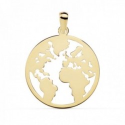 Colgante oro 18k mapamundi 25 mm. calado liso mundo