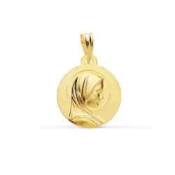 Medalla oro 18k Virgen María Francesa 16mm. lisa [AC0956]