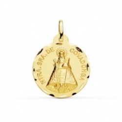 Virgen de Covadonga medalla oro 18k unisex 22 mm. detalles borde tallado