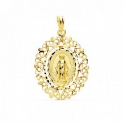 Medalla oro 18k Virgen Milagrosa 27mm. borde motivos tallados unisex